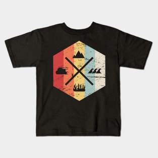 Retro Vintage Four Elements Icon Kids T-Shirt